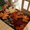 Autumn Maple Leaf Welcome Door Mat Country Style Thanksgiving and Halloween Flannel Comfortable Breathable Home Decoration Rug