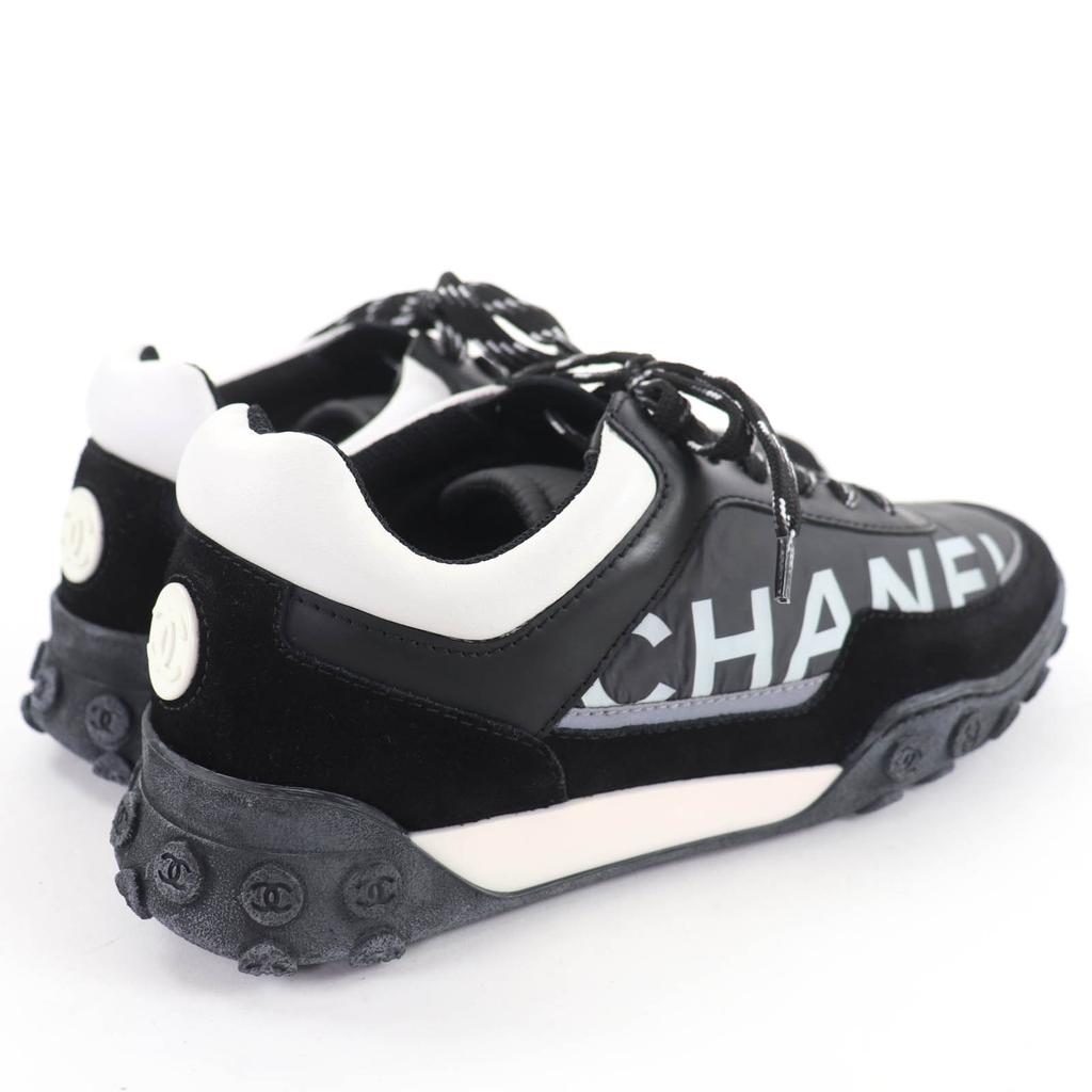 Pristine CHANEL Low cut sneakers Logo design black leather 36 G34086 Used