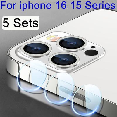 5-1Sets Camera Lens Glass For iPhone 16 15 Pro Max 15 Plus Camera Lens Screen Protector Film Tempered Glass For iPhone 16Pro Max