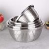 Runder Edelstahl-Abtropfkorb mit verbreitertem Rand, Abtropfbecken, Reiswaschkorb, Früchte