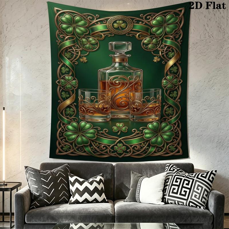 St.Patrick's Day Wall Tapestry Aesthetic Wall Hanging Printed Fabric Blanket Decorative Tapestries for Bedroom Living Room Home Decor