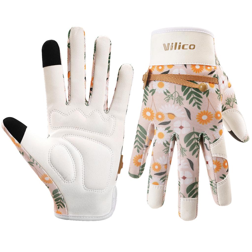 Guantes de Jardinería Para Mujer Transpirables Guantes de Jardín de Cuero para Señora El Mejor Regalo Para Jardineros