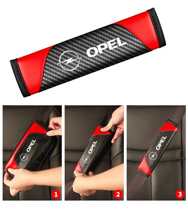 2pieces of genuine leather carbon fiber car seat belts and car accessoriesFor Opel Insignia Astra Antara Meriva Zafira H G Corsa