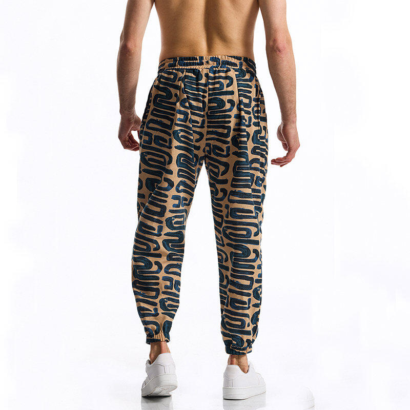 Pantaloni Casual da Uomo Estate e Autunno Patchwork Vivace Stampati Pantaloni con Coulisse Vita Elastica con Coulisse Alla Moda e Comodi