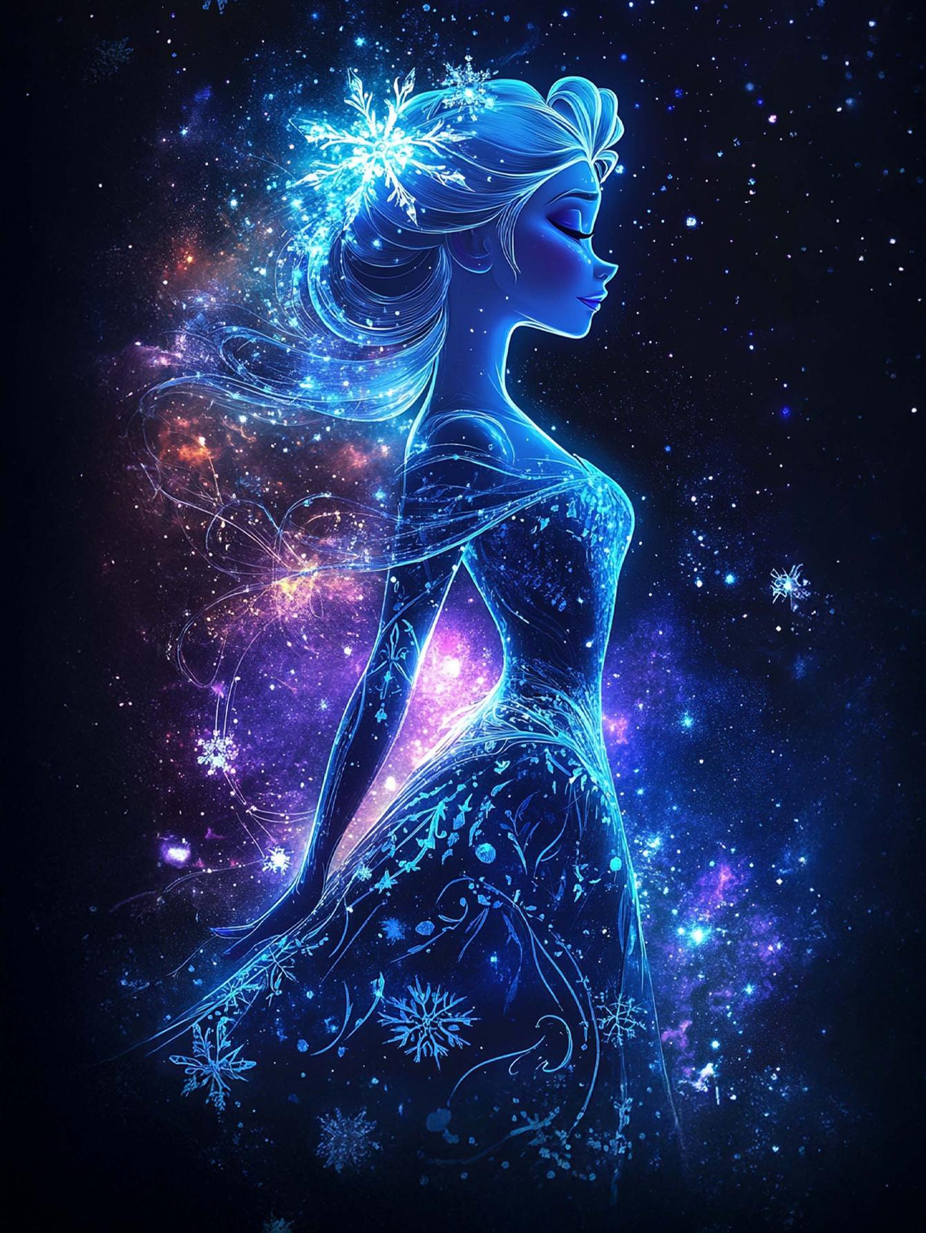 

DIY Diamond Painting Starry Sky Elsa Cross Stitch Kit Mosaic Art Diamond Painting Full Circle Diamond Home Decoration Round 20x30cm