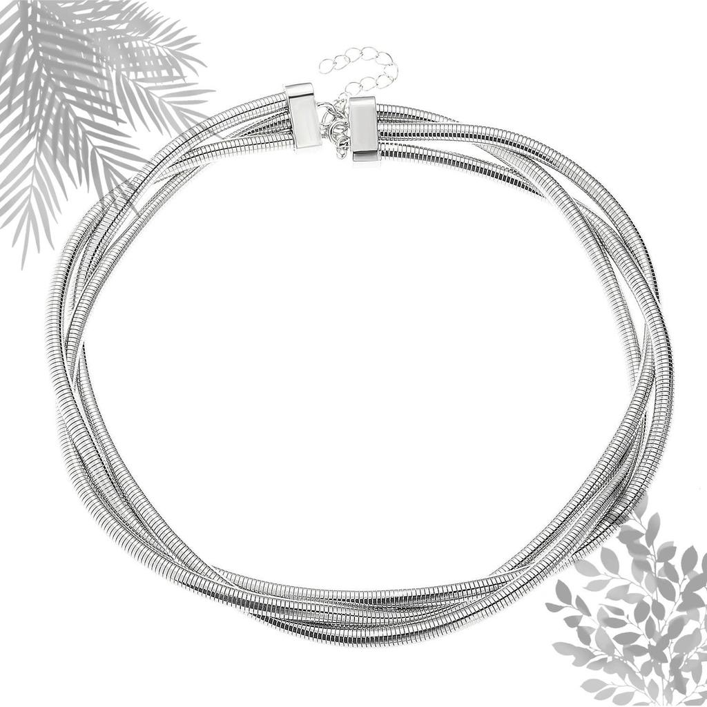 High-End European & American Metal Punk Hip-Hop Necklace/Bracelet with Three-Wire Winding Spring Design