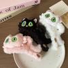 Korean Style Black Plush Cat Claw Hair Clip for Women - Autumn/Winter Cute Shark Hairpin Accessory