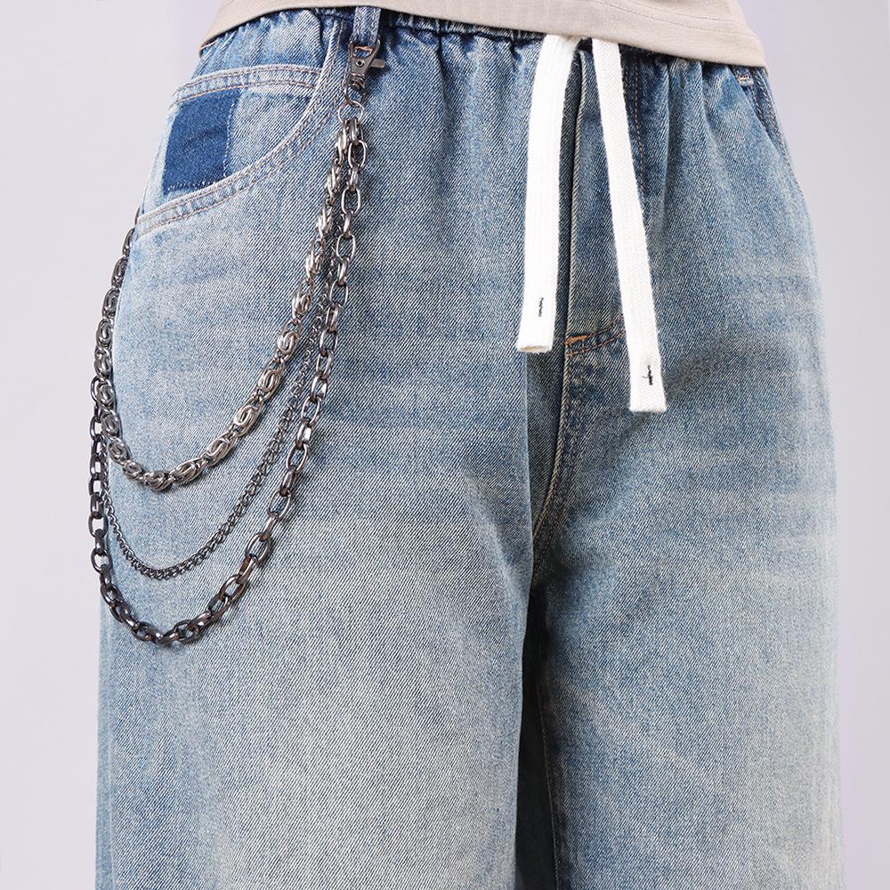 European & American Hip Hop Multi-Layer Gun Black Metal Waist & Pant Chain