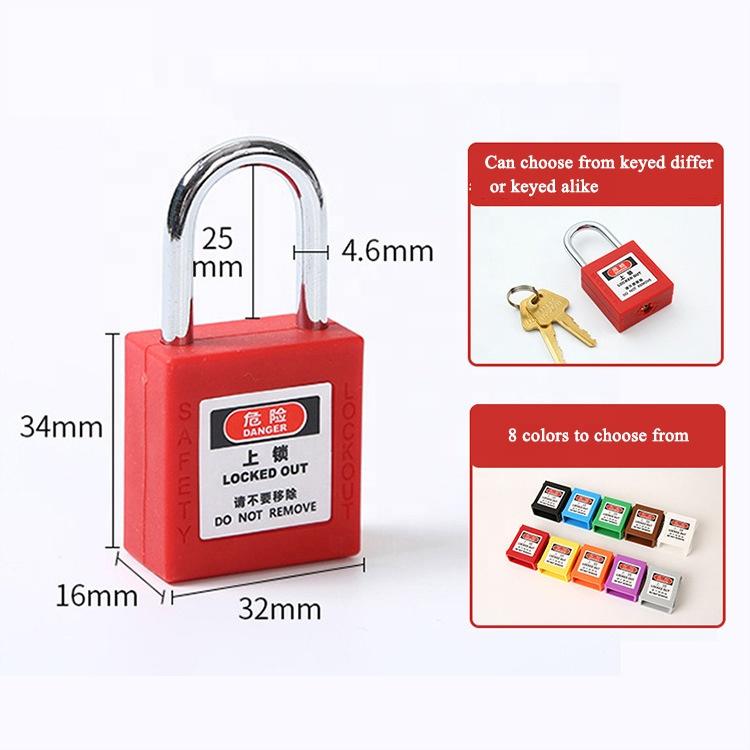 Custom Mini Coloured Loto Safety Padlock Waterproof Steel Shackle with Master Key Lockout Tagout CE Certified 1 Year Warranty