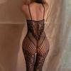 One Shoulder Fishnet Bandage Teddies Bodysuits For Women  Body Stockings Adult Lingerie Erotic Open Crotchless Bodystocking