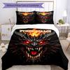 3PC Custom Name Fiery Demon Artwork Bedding Set Duvet Cover Closure Includes 1 Duvet Cover & 2 Pillowcases for Bedroom