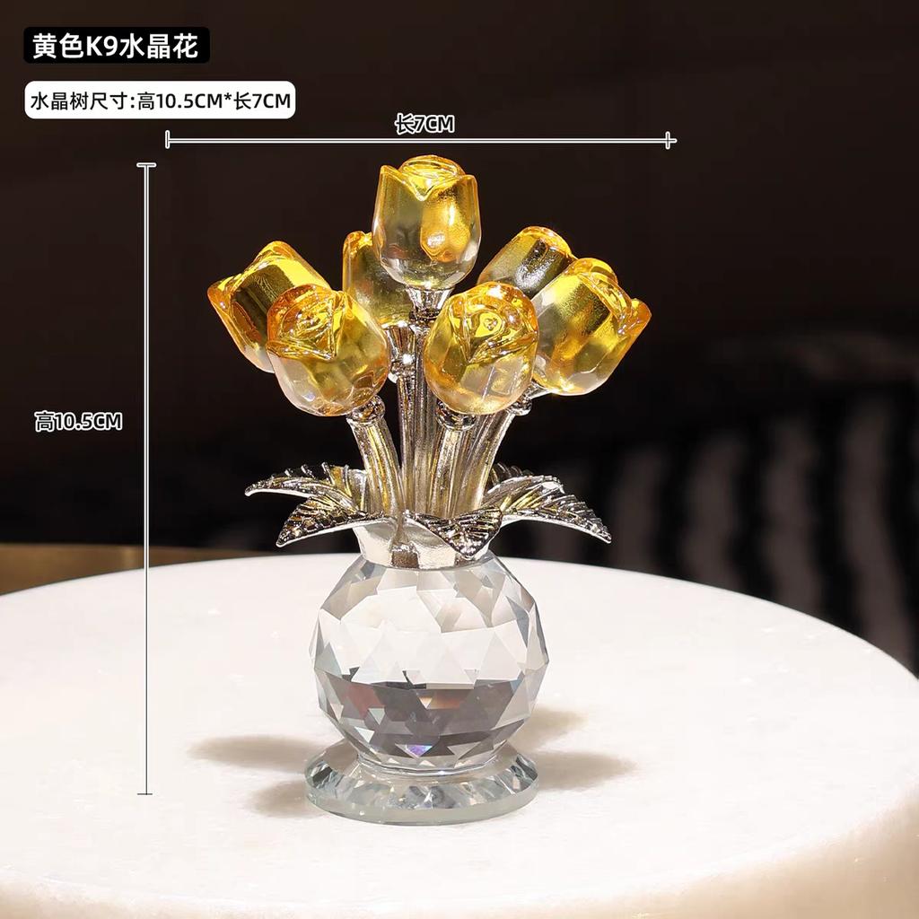 Crystal Flowers Colorful Rose Romantic Love Home Decor Flower Collectible Figurines Crystal Statue for Wife Mom Women Mothers