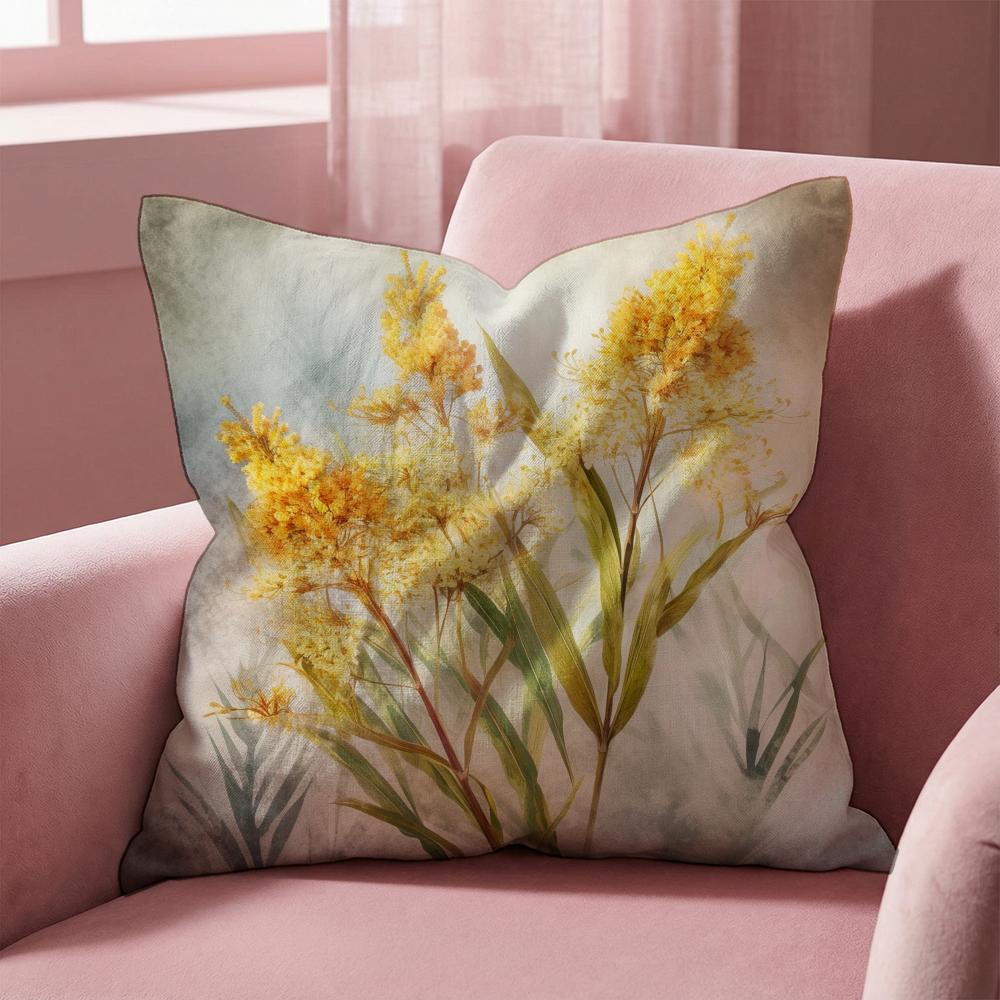 Saffron Color Floral Cushion Cover Multi-Scene Pillow Cover for Home & Car - Reversible, Soft & Durable for Daily Use