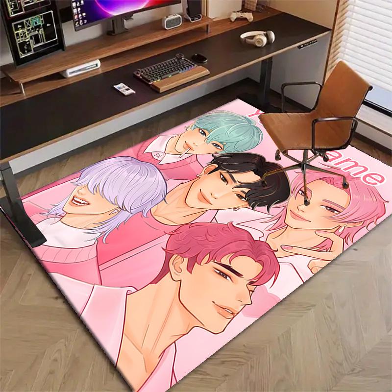 Custom KPop Demon Hunters Mat Personalized Name, Polyester Washable Indoor Entryway Rug, Gift for Christmas, Easter, Thanksgiving Day
