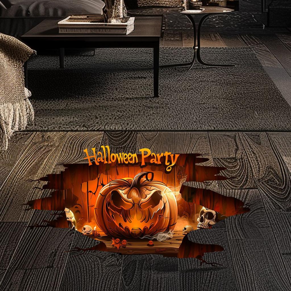 Halloween Pumpkin Wall Decal Self Adhesive Removable Horror Theme Home Decor for Living Room Bedroom Party Decoration