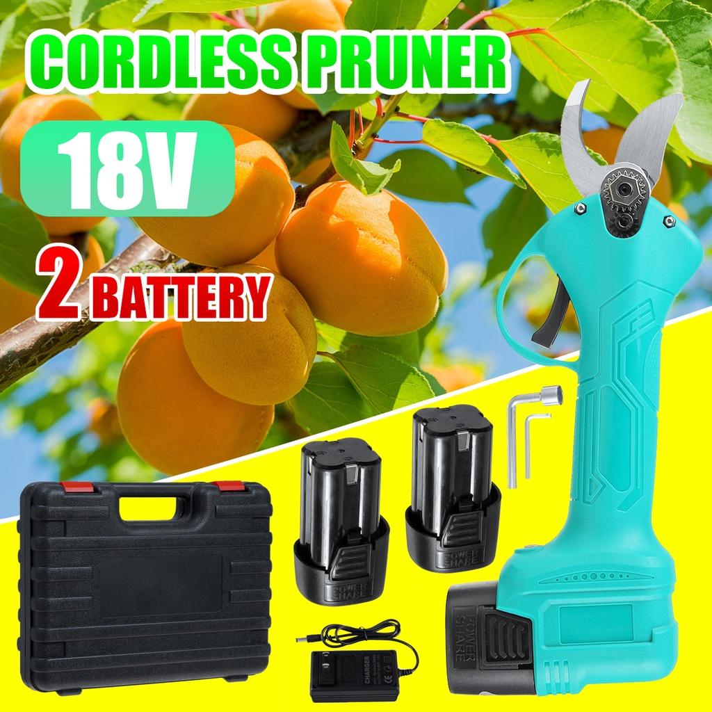 Electric Cordless Pruner Lithium-ion Pruning Shear Efficient Electric Scissors Bonsai Tree Branches Garden Tools Green / Red