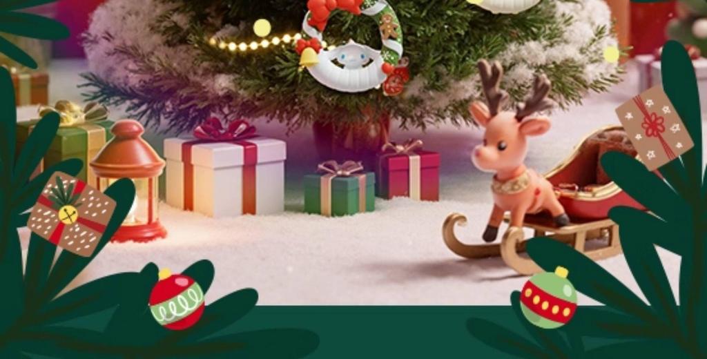 Sanrio Hello Kitty & Friends Christmas Wreath Keychain Set featuring Kuromi & Cinnamoroll Pendants