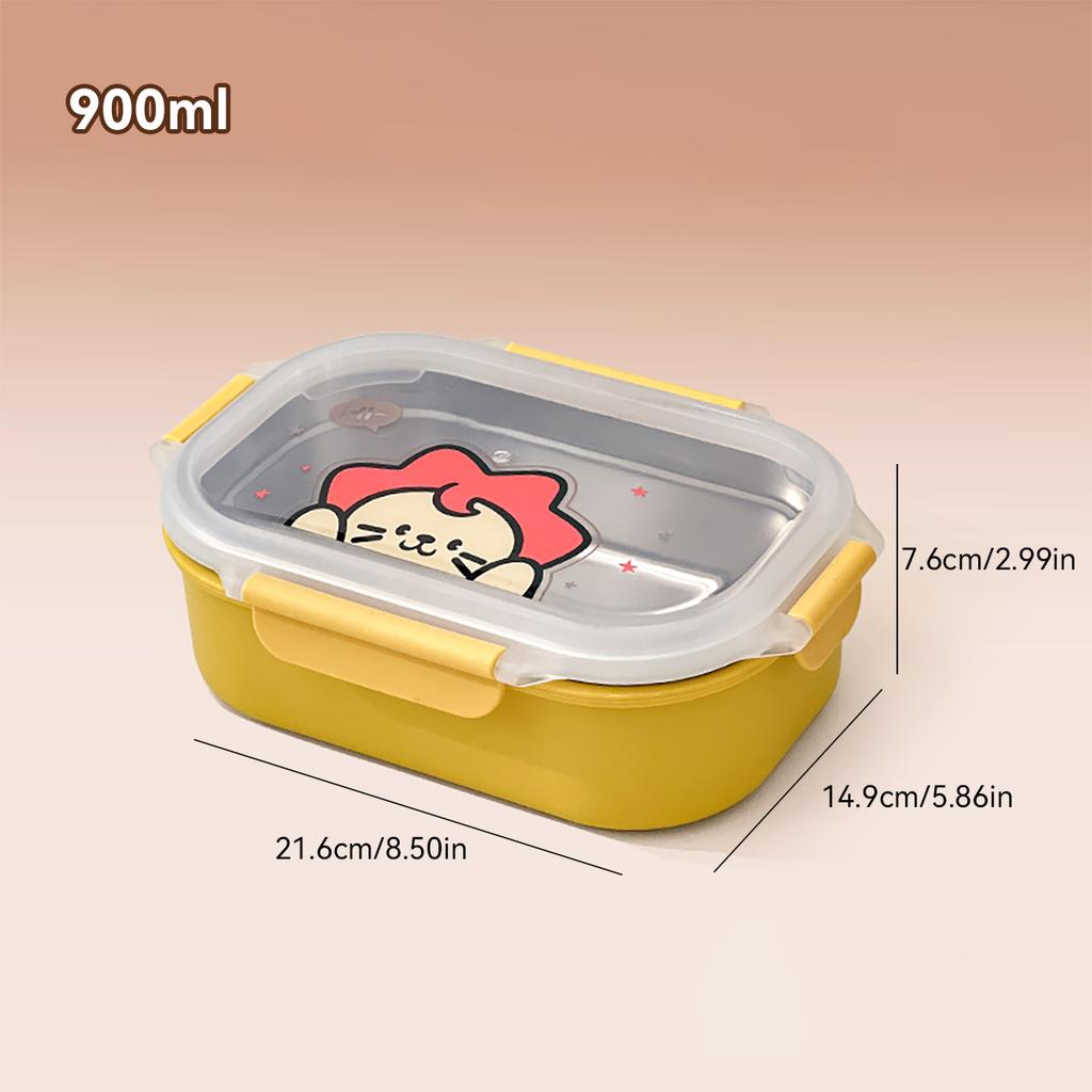 900ml 304 Stainless Steel Bento Box Portable Leak-proof Lunch Box For Children Students School Food Container Microwave Safe