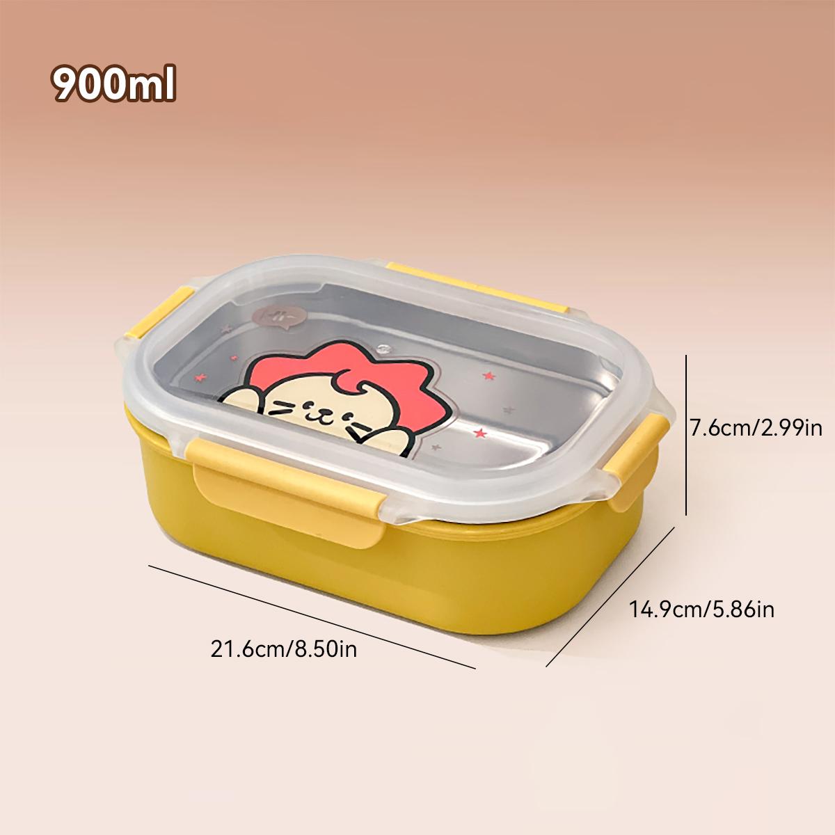 

900ml 304 Stainless Steel Bento Box Portable Leak-proof Lunch Box For Children Students School Food Container Microwave Safe 1 жёлтый