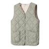 Women Winter Waistcoat V-Neck Collar Sleeveless Single Breasted Vest Coat with Pockets Solid Color Thickened Velvet Lining Vest Coat