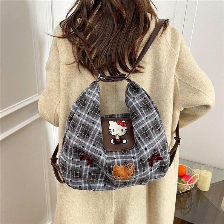 Plaid Backpack For Women With Pu Material And Spacious Design For Daily Use