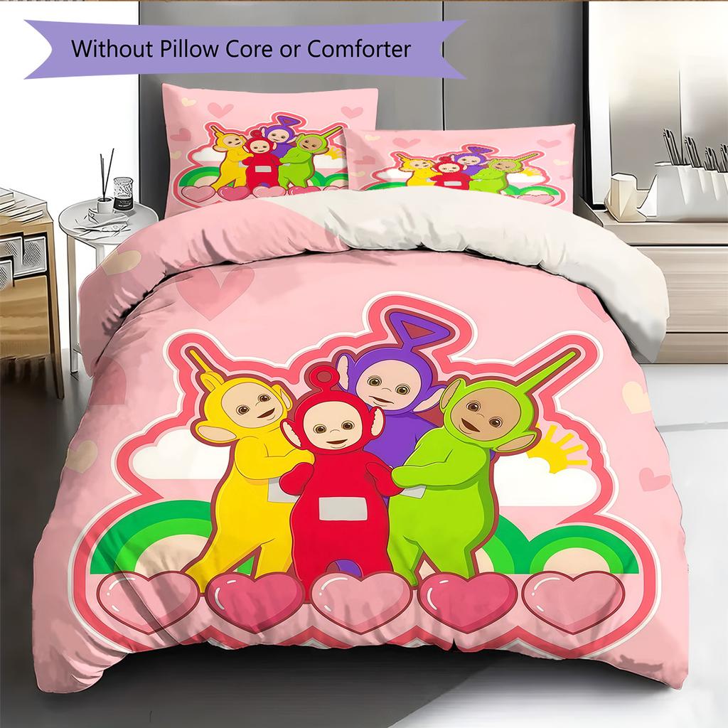 Teletubbies Pattern Bedding Quilt Set  Home Decoration  Gift (1 * duvet cover + 2 * pillowcase  without core)