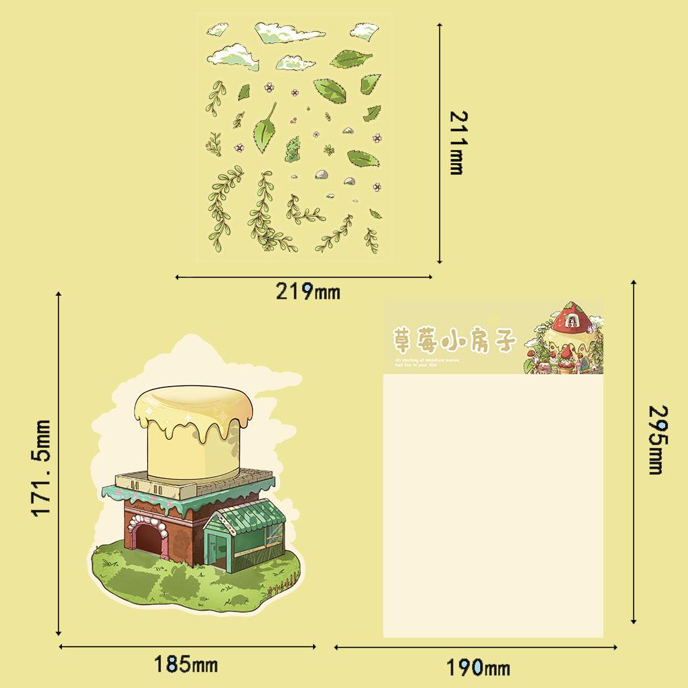Cute Strawberry House Miniature Scene Sticker Harajuku Landscape Aesthetic Graffiti Laptop Landscape Community Sticker Creative