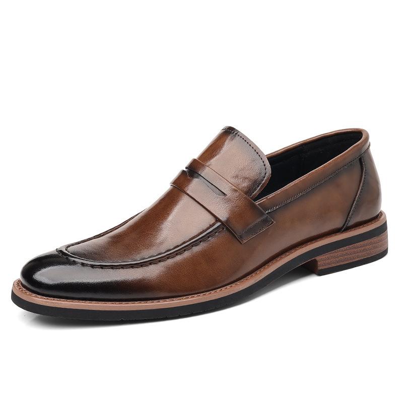 Single shoes, leather shoes, leather shoes, men's business Wenzhou 2025 European version, suit, large size, pointed head, one piece, Oxford shoes.