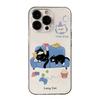 Lazy Cat Clear Phone Case, Cute Black Cat Sofa Pattern Shockproof Cover for iPhone