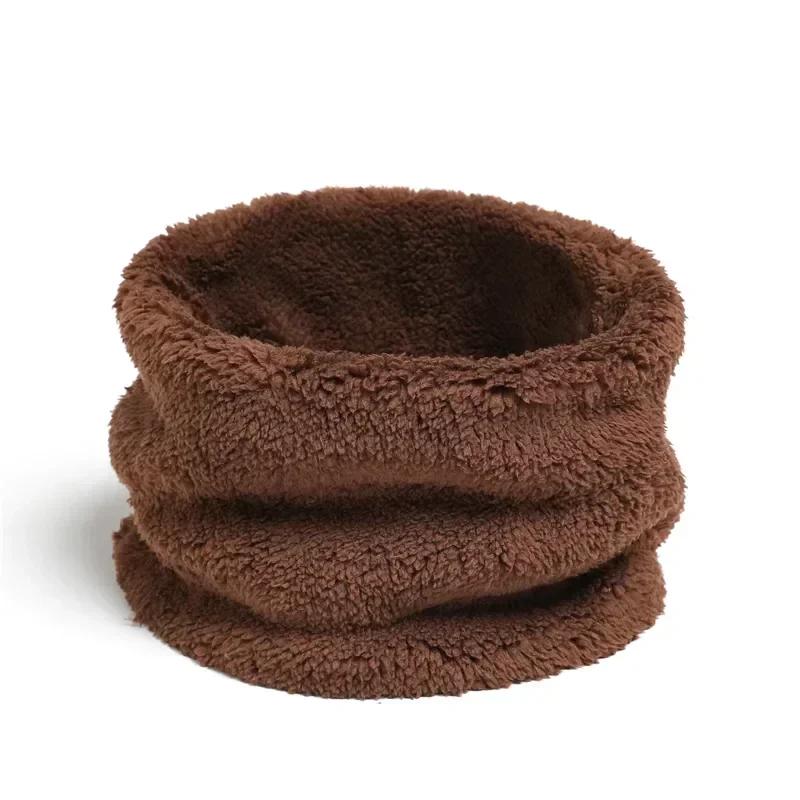 Solid Cashmere Plush Warm Winter Ring Scarf Women Men Knitted Full Face Mask Snood Neck Scarves Thick Muffler 2025 New