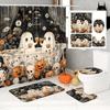 Cute Cartoon Ghost Shower Curtain Set Halloween Shower Curtain Washable Bathtub Curtain Polyester Fabric Spooky Bathroom Curtain