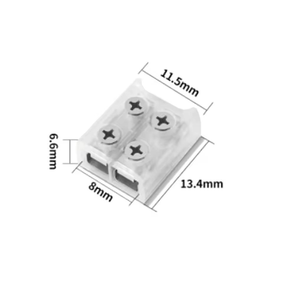 Screw-Type Solderless Light Strip Connector: 2P, 8MM/10MM