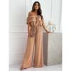 2024 One-Shoulder Ruffle Tie-Waist Wide-Leg Jumpsuit for Women