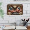 2D Flat, 1pc "250 Years Celebration" Patriotic Plaque, 12"×8" - Vintage Eagle & Flag Design Wall Sign, Red White & Blue - Aluminium Wall Hanging