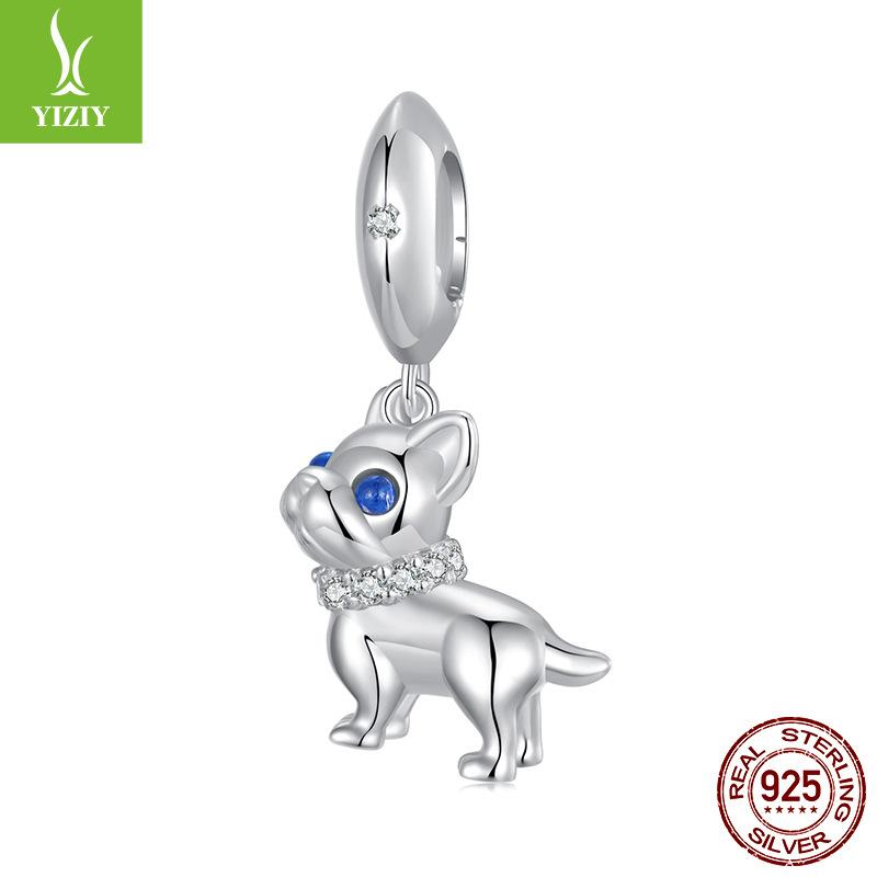 

French Dou Pendant S925 Silver Beads, Creative Diy Bracelet Beads Cute Puppy Pendant