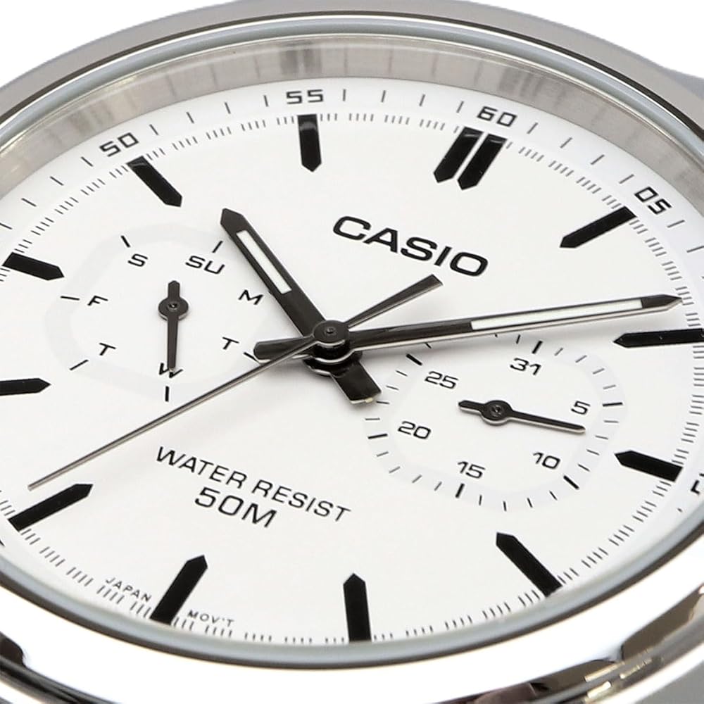 Casio Standard Quartz Men's Watch MTP-E335D-7EV Multi-Calendar Silver White Overseas Model