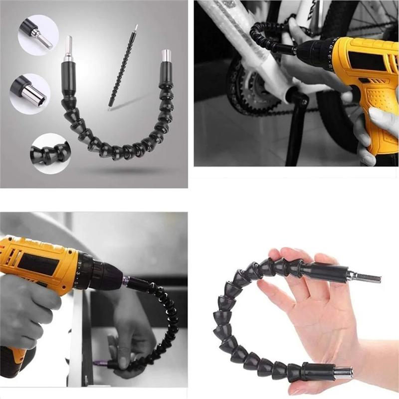 A25F-Hex Shank 105° Right Angle Drill Screwdriver 31PCS Flexible Drill Bit Extension Set Rotatable Socket Adapter