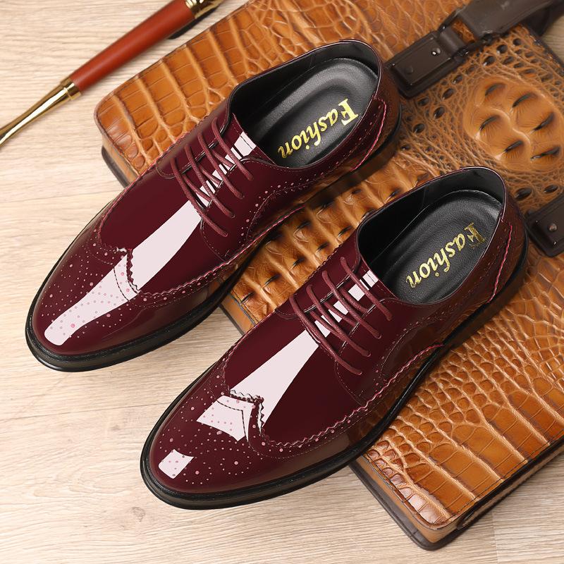 Men Pointed Toe Lether Shoes Man Business Formal Shoes Male Glossy Casual Wedding Shoes Plus Size Zapatos Hombre Casuales