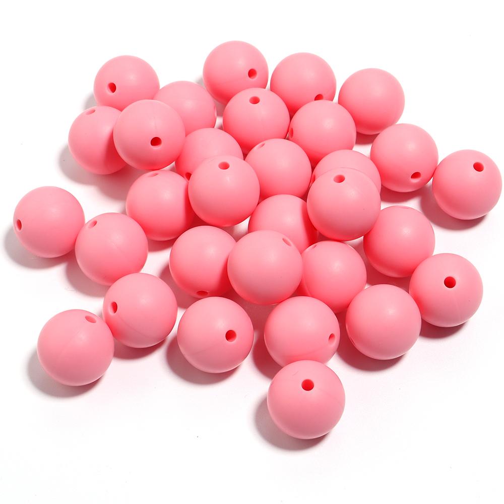 20pcs/Lot 12 15mm Candy Color Round Acrylic Imitation Silicone Beads Round Spacer Loose Bead for DIY Jewelry Making Accessories