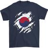 Torn South Korea Flag Korean Day Football Mens T-Shirt 100% Cotton
