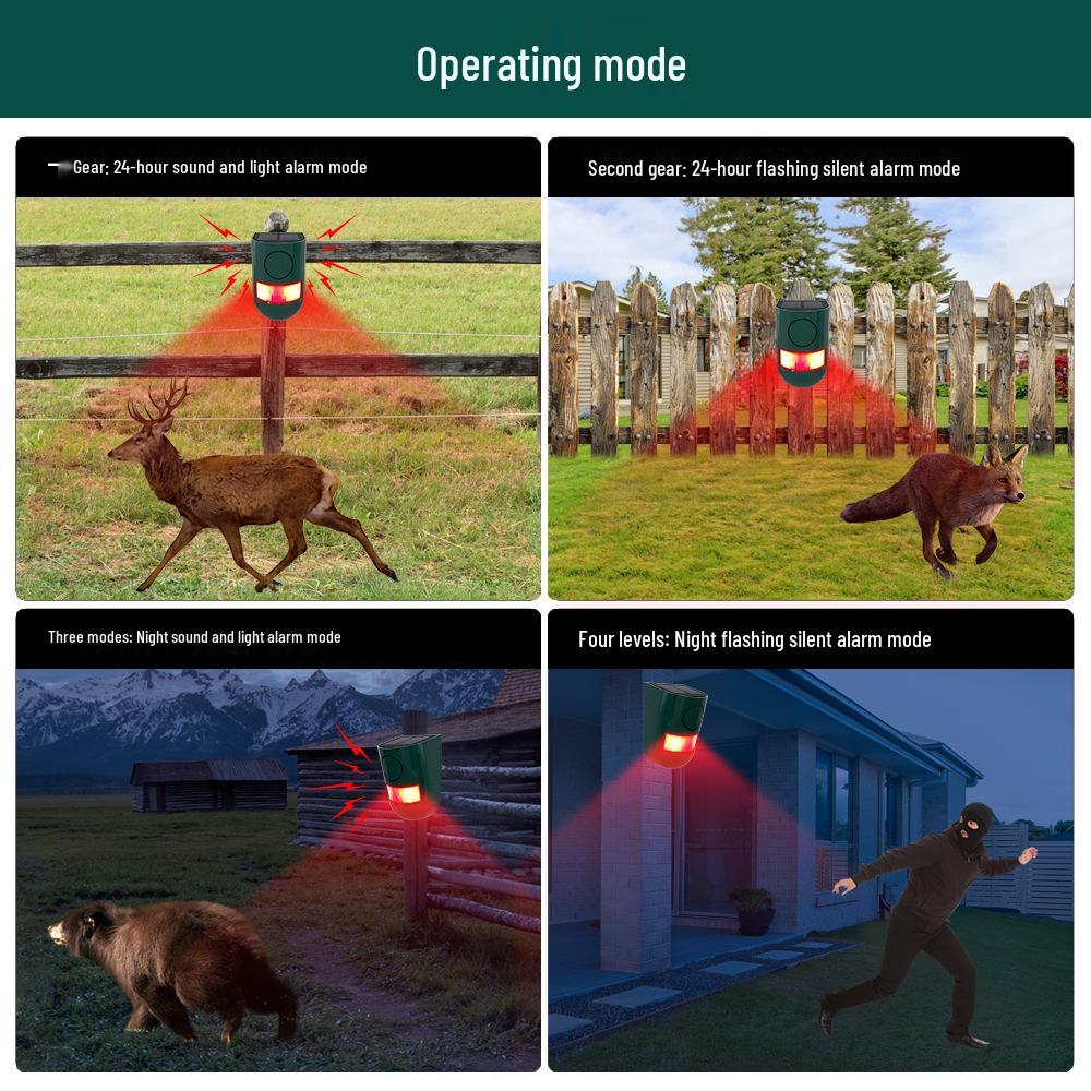 Solar-Powered Infrared Alarm: Motion-Activated Light & Sound Anti-Theft & Animal Repellent