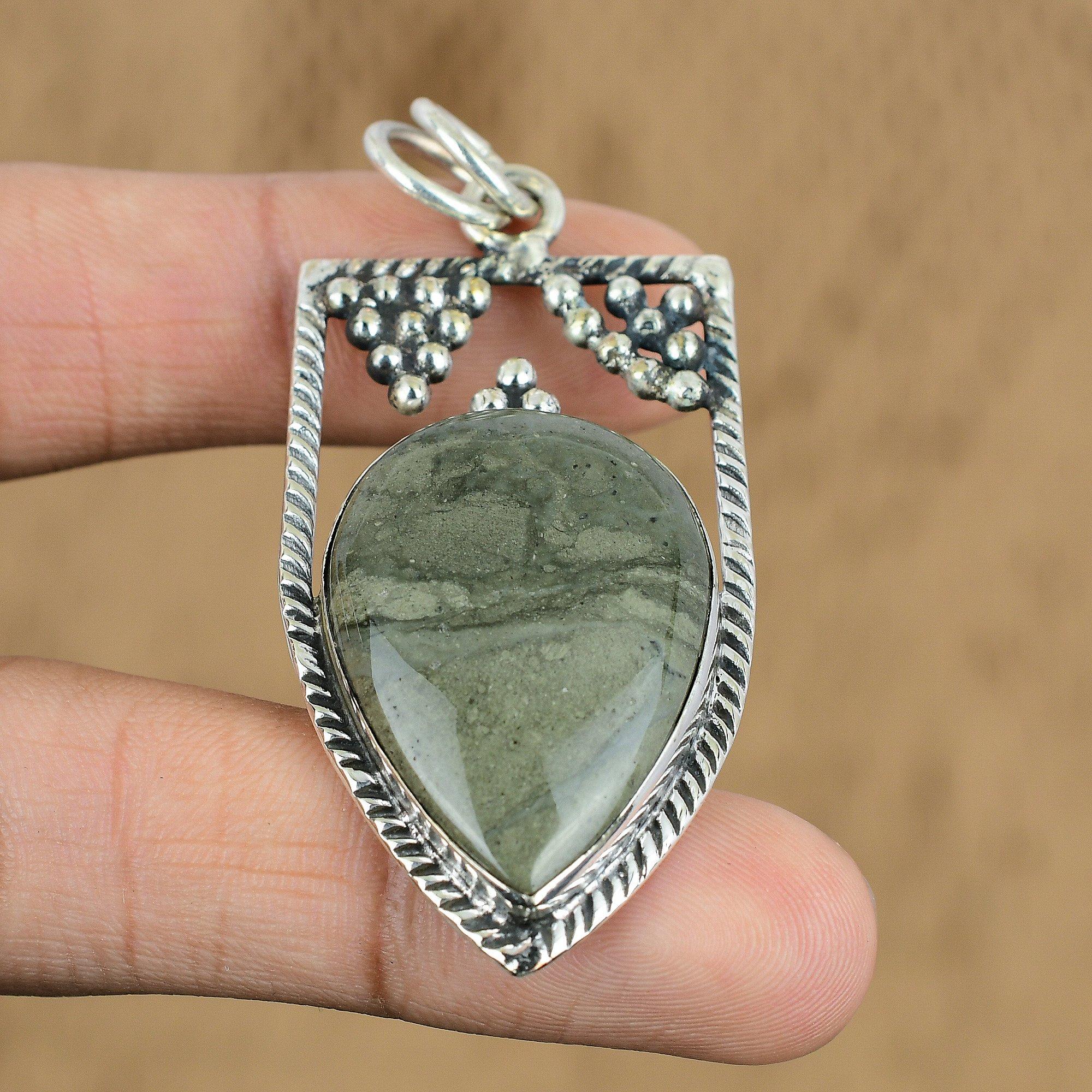 

Natural Polychrome Jasper 925 Sterling Silver Birthday Daughter Pendant Jewelry