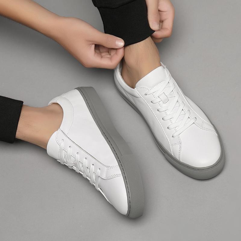 Outdoor White Solid Color Lace -Up Wear-Resistant  Round Toe Flat Shoes Casual Fashion Sneakers Comfortable Walking Men's Shoes