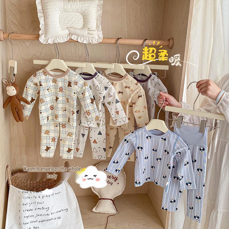 2025 Autumn Kids' Cartoon Homewear Set: Girls' Polka Dot Outfit & Boys' Belly-Protecting Pants