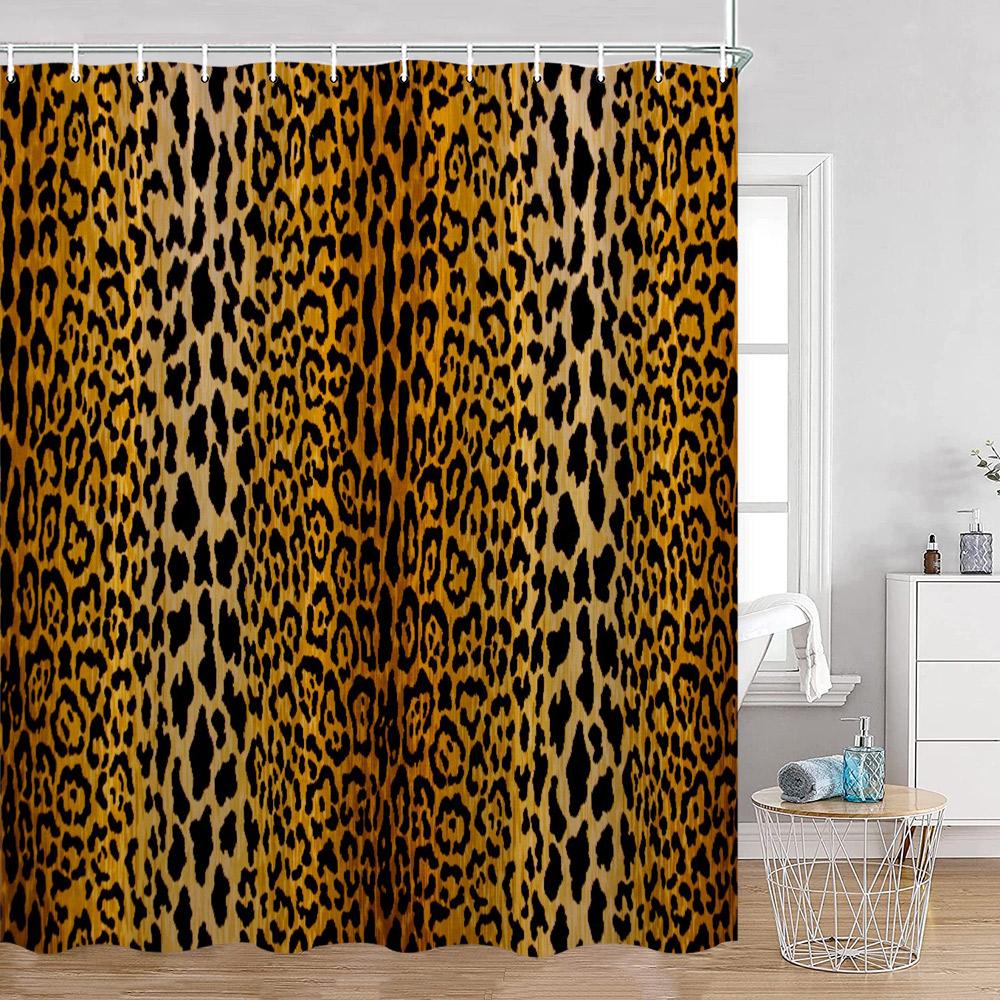 Leopard Pattern Shower Curtain Panther Wild Animals Modern Fashion Bathroom Decorations Ployester Bathtub Curtain with Hooks
