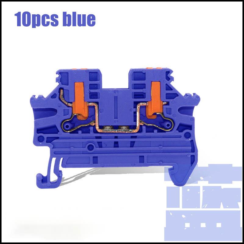 10Pcs DIN Rail Terminal Block PTV-2.5 Push-In Terminal Connector Spring Side-Entry 2.5mm² Cable Wiring Conductor PTV2.5