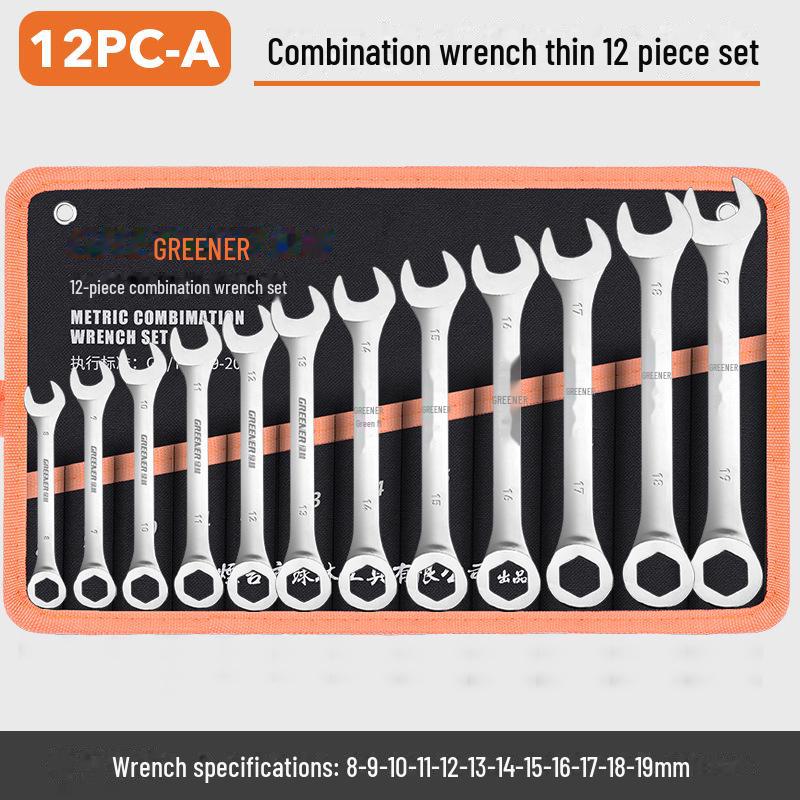 Green Forest Thin Open End Wrench Set: Complete Hardware Tool Set