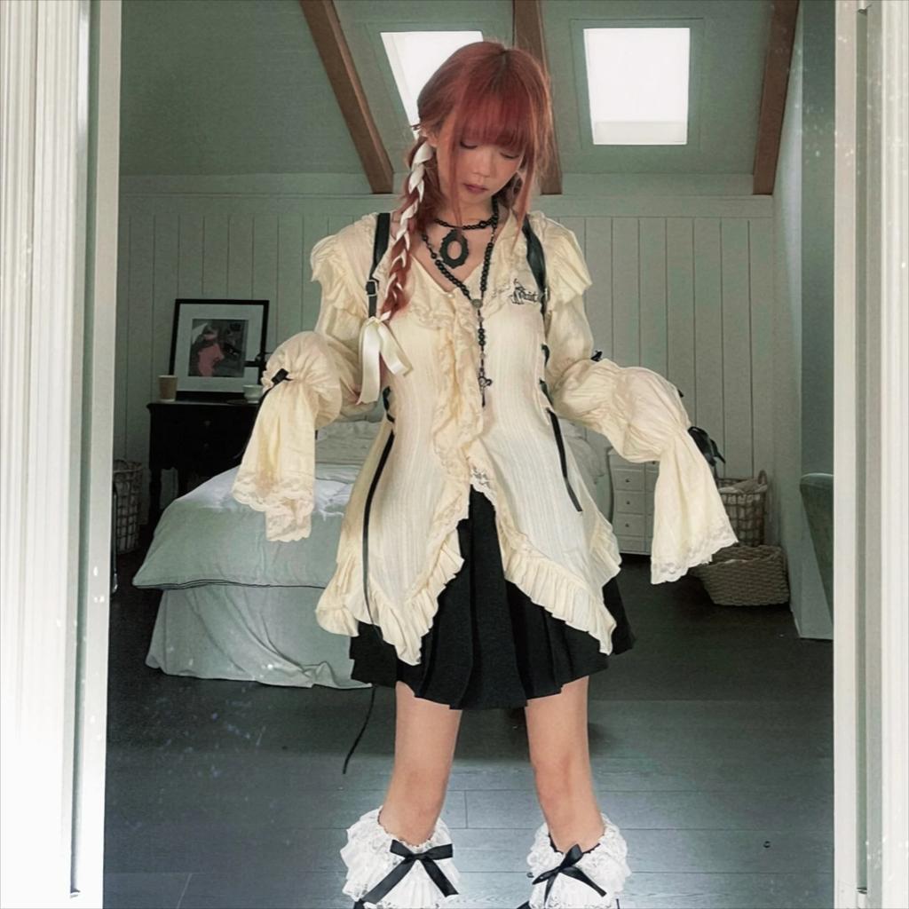 2KWEIRD Estetică Y2k Cămașă Dantelă Grunge Gotic Bluze Neregulate Zână Harajuku Cămașă Bandaj Haine Vintage Lolita Mall Goth