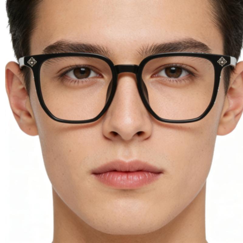 Trendy Square Black Eyeglasses for Men Women Fashion Clear Lens Glasses