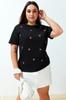 Women's Fashion Plus Size T-Shirt Crew Neck Short Orange Slit and Ruffle Detailed Boyfriend Knitted T-shirt